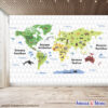Papel de parede adesivo lavável - Mapa Mundi Infantil 01