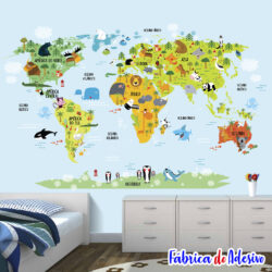 Papel de parede adesivo lavável - Mapa Mundi Infantil 02