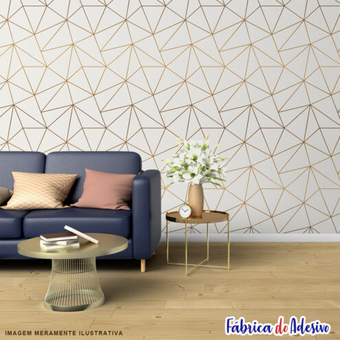 Papel de parede adesivo lavável - Zara Diamond Gold Branco