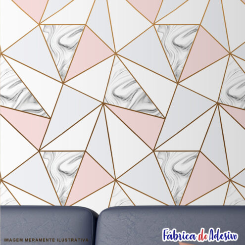Papel de parede adesivo lavável - Zara Diamond Mármore Rosé