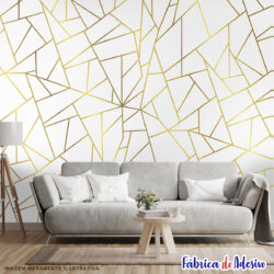 Papel de parede adesivo lavável - Zara Glass Gold Branco