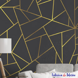 Papel de parede adesivo lavável - Zara Glass Gold Branco