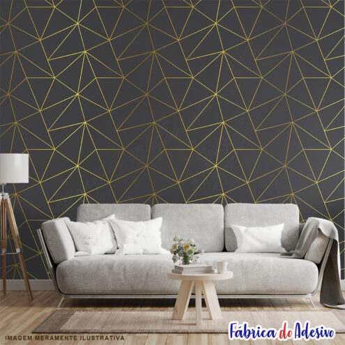 Papel de parede adesivo lavável - Zara Diamond Gold Branco