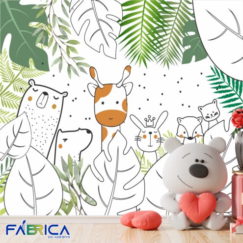 Papel de parede adesivo lavável - Safari 5 (Girafa)
